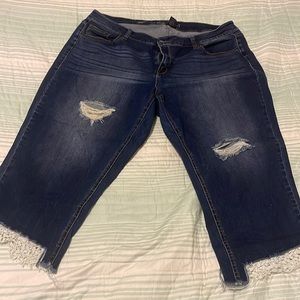 Lane Bryant Girlfriend Crop Jeans with Lace Bottoms